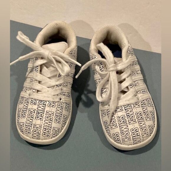 Infant Toddler K-Swiss All Over Pattern Low-top White / Blue Sneakers US Size 8 - Picture 1 of 9